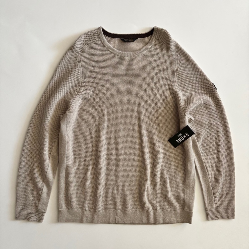 Rhone Nwt Walden Waffle Knit Wool Cashmere Sweater Stone Marle XXL 2XL